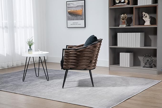 Velvet Accent Chair Modern Upholstered Armchair Tufted Chair with Metal Frame Single Leisure Chairs for Living Room Bedroom Office Balcony