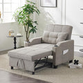 Karl home Sleeper Chair Convertible Sofa Bed with USB/Type C Ports 3-in-1 Pull Out Sofa Bed Adjustable Reading Chair with Cup Holders Linen Light Gray