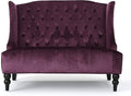 Christopher Knight Home GDFStudio Leona Modern Glam Tufted Velvet Wingback Loveseat Raisin and Dark Brown