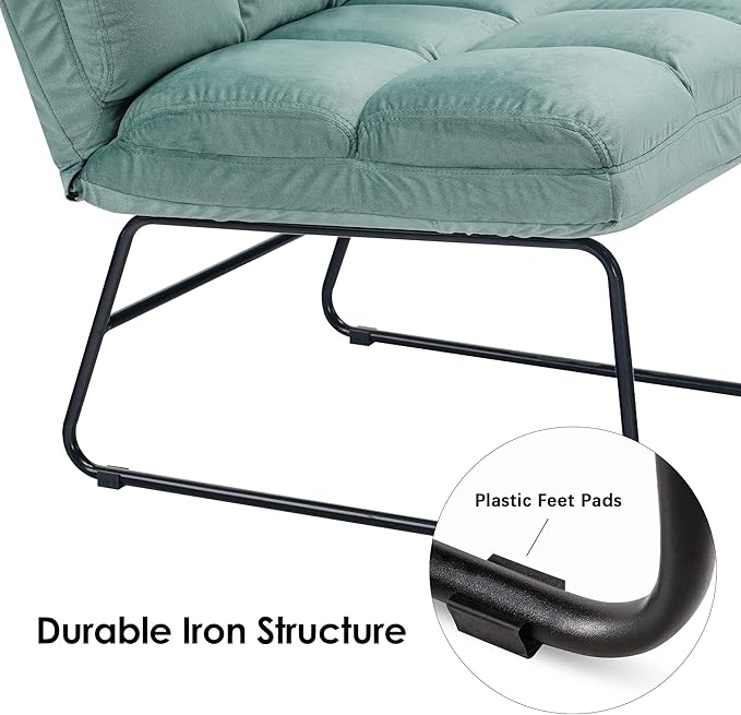 MCombo Velvet Accent Chair with Ottoman Set Modern Armless Chair for Living Room Bedroom Small Space 0014 (Velvet Light Green)