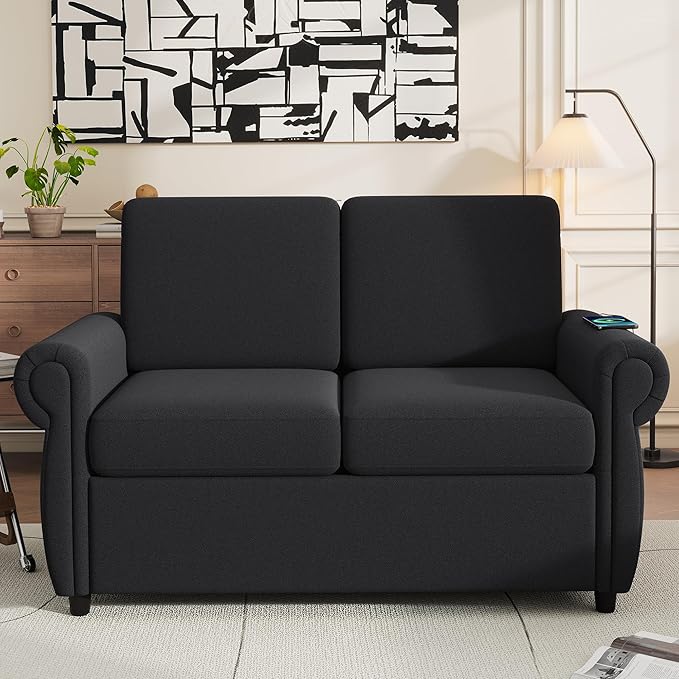 P PURLOVE Pull Out Couch MattressSleeper Sofa Chair Loveseat Sleeper with Twin Size Memory Mattress for Apartment Home OfficePillow Not Included