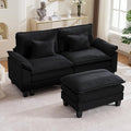 URRED Modular Cloud Couch Sectional Sofa 87 L Shaped Deep Seat Sofa with Ottoman &amp Pillows Ultra Comfy Corduroy Loveseat Sofa for Living Room Apartment or Bedroom Black | Corduroy Fabric