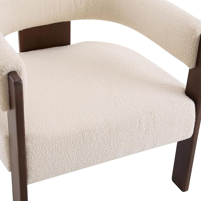 Christopher Knight Home Nettie Modern Accent Chair for Living Room Boucle Fabric Single Lounge Sofa Chair with Wooden Frame Comfy Reading Chair for Bedroom Lounge Armchair with Soft Cushion Beige