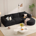 Modular Sectional Sofa with L-Shape ChaiseCloud Sectional Modern Sleeper Couch with Deep SeatSponge Compression Sofas No Assembly Required(Black-Corduroy Fabric) 1PCS