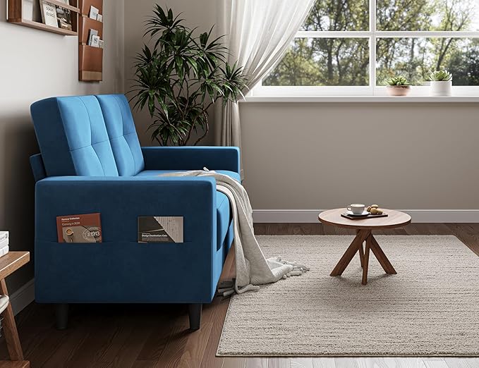 Txtin's Loveseat Sofa | 53 Love Seat | Small couches for Small Spaces | 2 Seater Mini Couch for Bedroom Apartment Office Living Room Blue