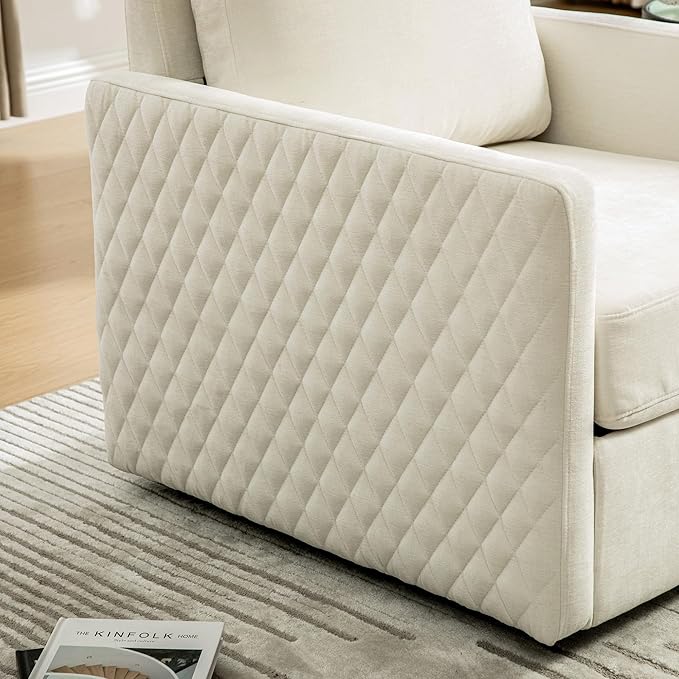 29.5'' Swivel Accent Chair Upholstered 360° Swivel Chenille Reading Armchair with Hidden Storage Comfy Diamond-Shape Tufted Single Sofa Club Chairs for Living Room Bedroom (Beige)