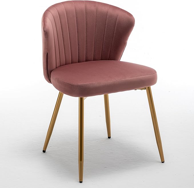 Modern Velvet Accent Chair for Living Room Bedroom Entryway or Small Spaces with Channel-Tufted Design Comfortable and Trendy Armless Seat Rose