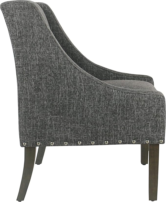Homepop Home Decor | Upholstered Classic Swoop Arm Accent Chair | Accent Chairs for Living Room &amp Bedroom | Decorative Home Furniture Slate Grey