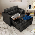 ORRD Convertible Sofa Bed 3-in-1 Multi-Functional Faux Leather Sleeper Couch Pull-Out Bed 48'' Loveseat Bed Chaise Lounge with Adjustable Backrest and Hidden Side Table for Living Room Small Space