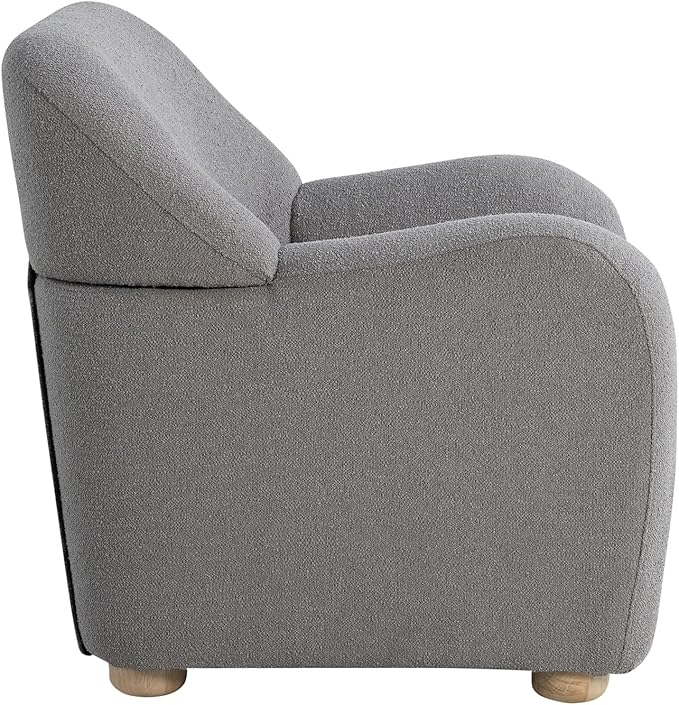 Studio Living® Jennifer 36.6 Arm Chair Modern Style Pocket Coil Comfort Natural Wood Legs Boucle Fabric Gray