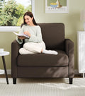 Sofa Accent Chair 33 Reading Chair for Bedroom Tool-Free Setup Living Room Accent Chairs Comfy Arm Chairs Living Room All-Wood Reading Nook Brown