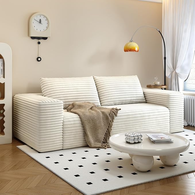 Modern Loveseat SofaModular Couch with Deep Seat Memory FoamComfy Small Cloud Couch for Small SpacesNo Assembly Required Sofa for Living RoomEfficient HomeBedroomOffice Apartment（63inchWhite）