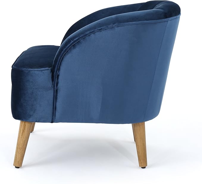 Christopher Knight Home Amaia Modern Velvet Club Chair Cobalt / Walnut