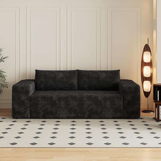 Eafurn Memory Foam Boneless Loveseat Sofa Couch 3-Seater Upholstered Sofa with Corduroy Fabric and Wider Armrest No Assembly Sofa for Living Room Bedroom &amp Apartment | Sturdiness Breathable ma