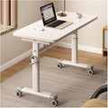 Manual Adjustable Desk Standing Desk Study Table Gaming Desks Movable Writing Table Computer Desks for Home Office Workstation Multifunctional Bedside Table(White80cm/31.49in)