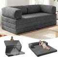 5-in-1 Convertible Sofa Bed76 Boneless Couch Tri Folding Floor Mattress with Removable L-Shaped Armrests &amp HandleCorduroy Futon Couch Sleeper with Pull Out Bed for Living Room Bedroom Apartment