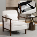 Yoglad Accent Chair with Storage Corduroy Fabric Reading Chair with Wood Frame Mid Century Modern Storage Armchair for Living Room Bedroom Apartment(Antique White)