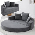 67” Foldable Couch Bed Corduroy Round Floor Couch with 3 Comfy Pillows 2 in 1 Convertible Sofa Bed for Living Room Apartment 380 LBS Capacity No Assembly (Gray)