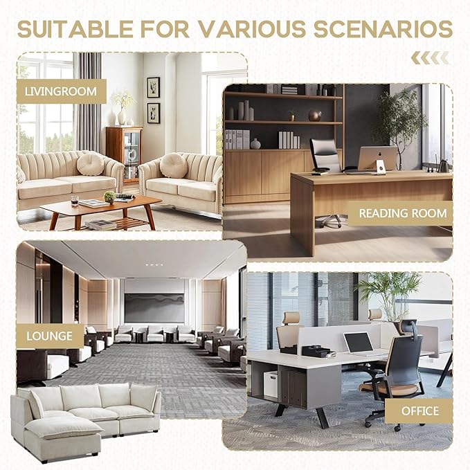Oversized Modern Sectional Sofa Extra-Deep L-Shape Linen Fabric Cloud Couch Sectional with 5 Pillows Convertible Ottoman Freely Combinable Sofa for Living Rooms Apartments Offices (Beige 4 Seat)