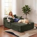 Boneless Chaise Lounge Chair Indoor with Ottoman 67 Inch Oversized Corduroy Couch Compressed Sofa Bed Couches for Living Room Bedroom Guest Room No Assembly Required Green | Breathable material