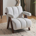 Modern Upholstered Accent Chair Comfy Tufted Arm Chair with Solid Wood Frame Upholstered Living Room Chairs with Thick Cushion Single Sofa for Living Room Bedroom Balcony