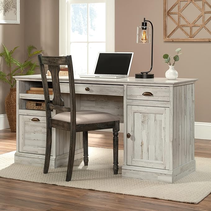 Sauder Barrister Lane Executive Desk White Plank Finish