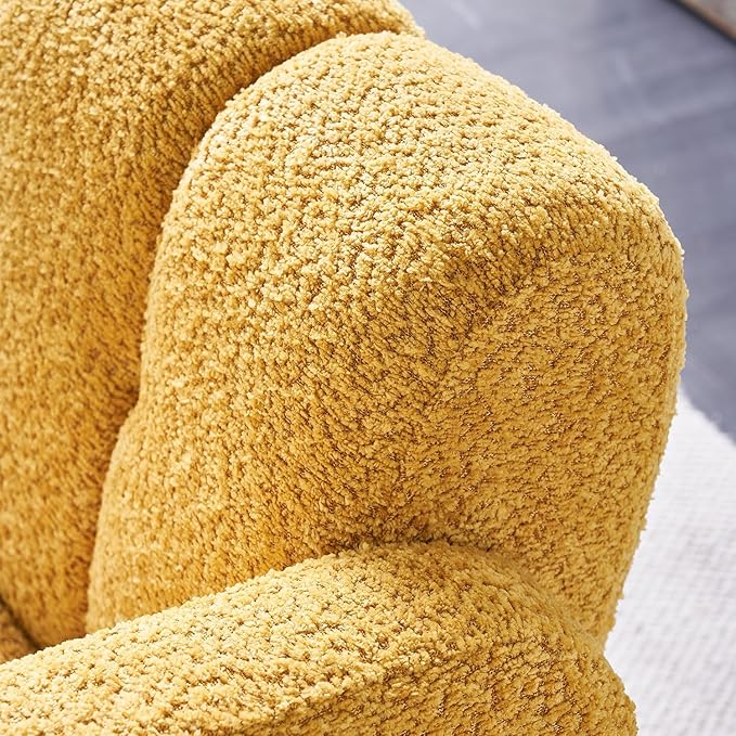 KEIKI 31 Boucle Accent Chair with High Density Foam Cushion Upholstered Modern Style Oversized Single Sofa Chair Easy Assembly for Living Room and Bedroom Apartment Office Yellow