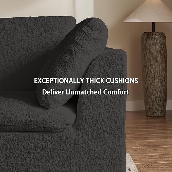 110 Cloud Sectional Couches for Living Room Modern Modular L-Shape Sofa Couch with Chaise 3 Seater Modular Sectional SofaNo Assembly Required (Dark Gray)