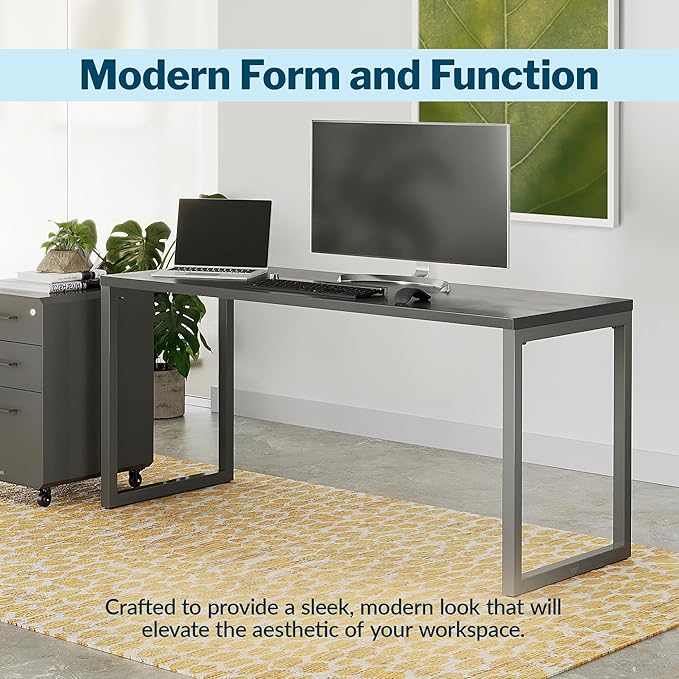Vari Table 60x24 - Modern Computer Desk with Durable Laminate Finish and Slim Legs - Ideal for Gaming Home or Office - Stand-Alone Workstation or Corner Side Table - Black