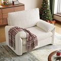 ONBRILL Oversized Accent Chair 41 Inch Chenille Fabric Armchair Comfy Single Sofa Chair with Padded Arms Pocket Spring Cushion Modern Reading Chair for Living Room Bedroom Beige
