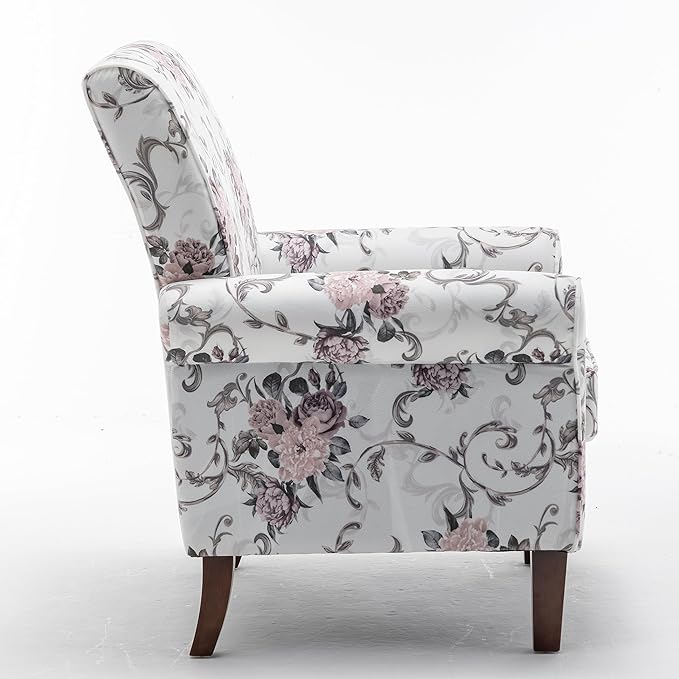 Classic Accent Armchair with Birch Wood Frame and Comfortable Rolled Armrests Arm Chairs for Living Room Bedroom and Office Decor 03 Printed Fabric