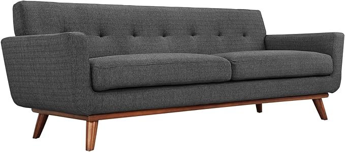 Modway Engage Mid-Century Modern Upholstered Fabric Sofa in Gray