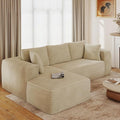No-Assembly Cloud Sectional Sofa with L-Shaped Chaise Modern Modular Design for Living Room Features Deep Seat and Plush Corduroy Fabric Effortless Setup for Instant ComfortBeige