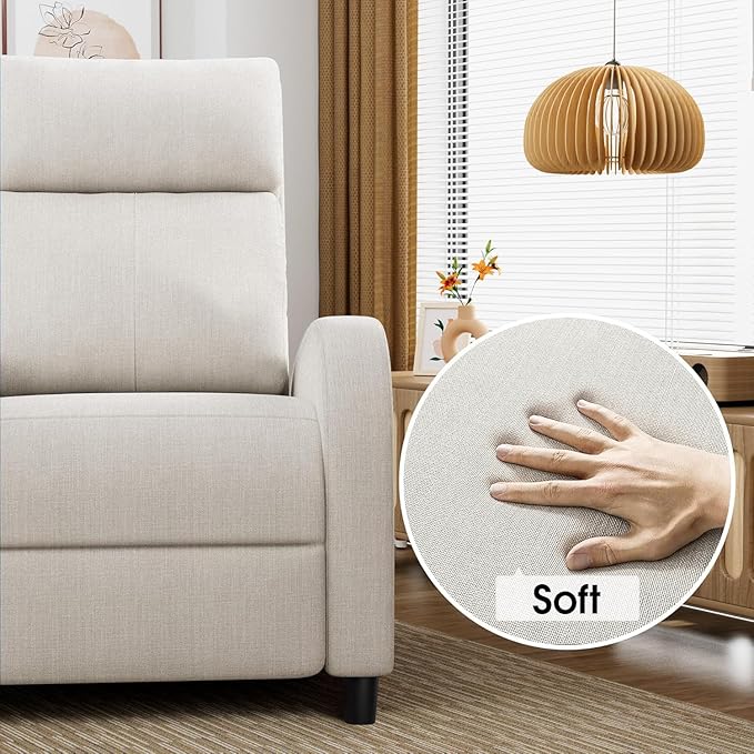 Homall Recliner Chair Recliner Sofa for Adults Recliners Home Theater Seating with Lumbar Support Reclining Sofa Chair for Living Room (Fabric Beige)