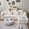 108'' Boneless Couch Sectional Boneless Couch w/Deep Seat Cloud Boneless Couches w/Stripe&amp Flannel Fabrics Boneless L Shaped Couches for Living Room Right Facing Chaise Beige