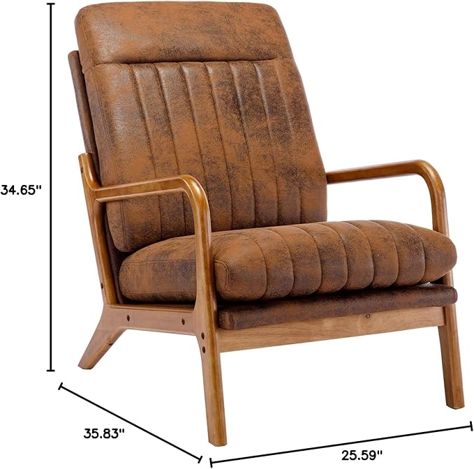Wood Frame Armchair Modern Accent Chair Lounge Chair for Living Room