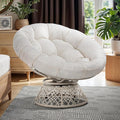 Bme 40 Ergonomic Wicker Papasan Chair with Soft Thick Density Fabric Cushion High Capacity Steel Frame 360 Degree Swivel for Living Bedroom Reading Room Lounge