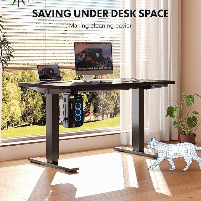 FLEXISPOT EN2 48''x24'' Electric Standing Desk with PC Stand Bundle One-Piece Desktop Easy-to-Install Hanging Design PC Mount Bundle for Home Office Game &amp Small Spaces Black