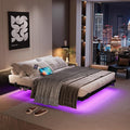 Floating Bed Frame with LED Lights and Charging Station 10 Inch King Size Floating Bed Frame King Platform Bed Frame No Box Spring Needed Easy to Assemble