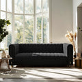 81 W Tufted Velvet CouchModern Velvet Sofa with Round Handrails and Metal Legs for Living Room Office Apartment (1 Black)