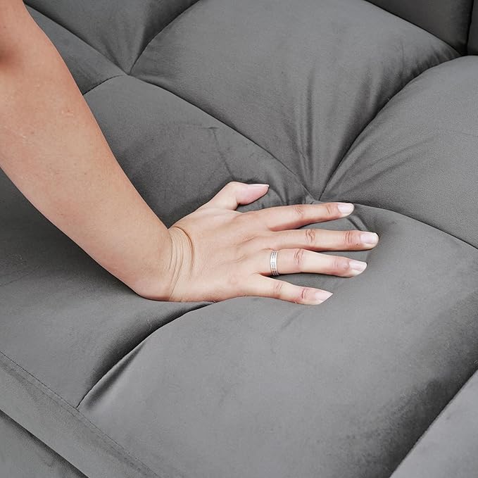 Ball &amp Cast 65 3 in 1 Large Sleeper Sofa BedVelvet Upholstered Pull Out Couch with Adjustable Back&amp2 PillowsConvertible Futon Sofa-Bed W/Side PocketLoveseat Chaise Lounge for Living RoomD