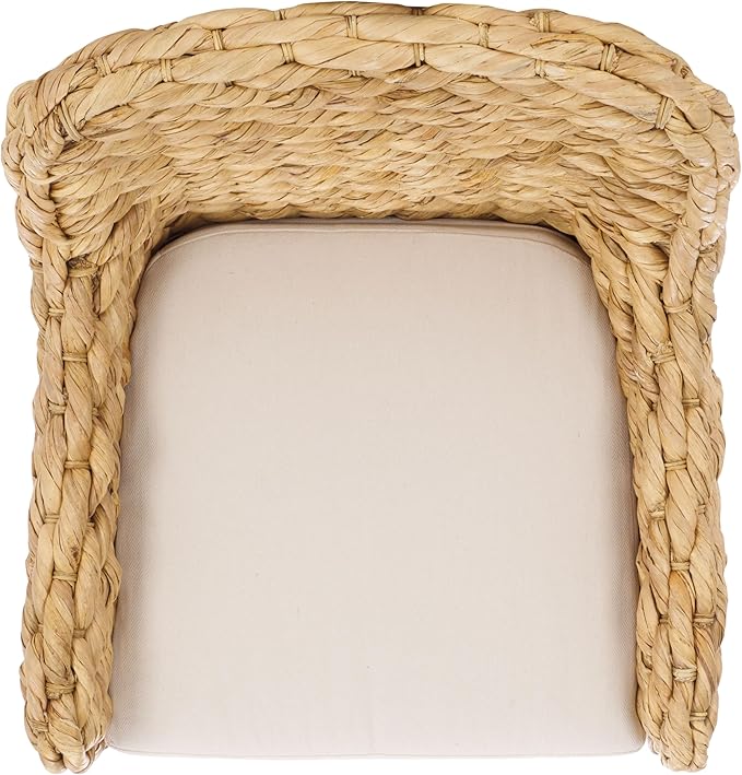 SAFAVIEH Home Collection Purrl Tropical Coastal Natural Solid Wood Hyacinth Accent Chair with Cushion (Fully Assembled)
