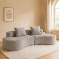 110 Modern Curved Sectional Sofa Compressed Sofa with Half Moon Design and 2 Pillows No Assembly Require Couch with Tufted Cushions Corduroy Sofa for Living Room (Smoke Grey)