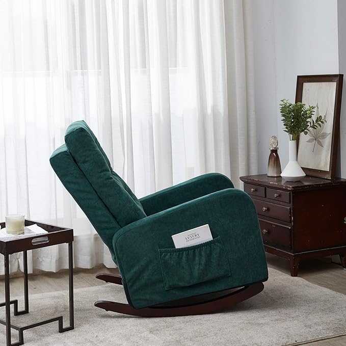 Generic Accent Chair TV Chair Living Room Chair Lazy Recliner Comfortable Fabric Leisure SofaModern High Back Armchair Antique Green