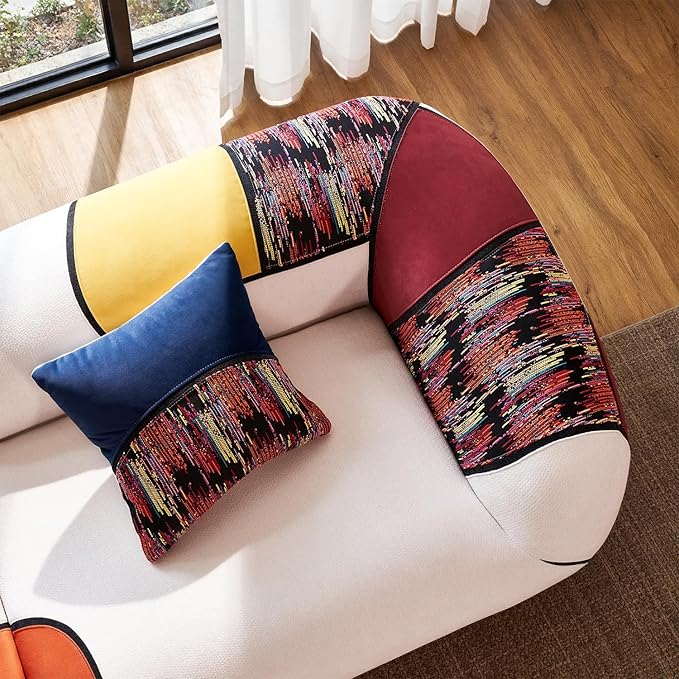 YINIX 102 Oversized Modern Curved Sofa 4-Seat Chenille Couch for Living Room Apartment Minimalist Boneless Sectional Floor Lounge Couches with Bohemian Style Pillows No Assembly