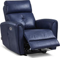 MCombo Power Small Recliners for Small Spaces Living Room RVs Modern Style Zero Wall Hugger Recliners Chair with Lumbar Support USB&ampCharging Ports FSC Certified Faux Leather PR699 (Navy Blue