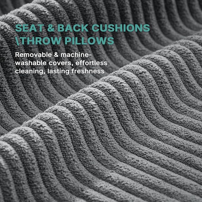 2-in-1 Pull Out Sofa Bed 88 Queen Size Sleeper Sofa Corduroy Convertible Loveseat Sleeper for Living Room Guest Room Apartment Home Office（Grey）