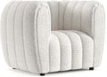Furniture of America Glamour Contemporary Vertical Channel Tufted Boucle Accent Chair with Wooden Legs Fabric Upholstered Armchair for Living Room Bedroom Office Off-White