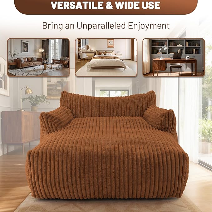 HABUTWAY Comfy Floor Sofa Giant Plush Reading Chair Indoor Cozy Couch with Armrests Oversized Couch Upholstered Boneless Sofa Portable Cloud Couch Accent Chair for Living Room Bedroom (Brown)