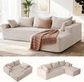 PARKOL 105 Cloud Sectional Couch with L-Shape ChaiseModern Modular Sofa with Deep Seat Upholstered Couches for Living Room BedroomNo Assembly Required Beige(Plush Corduroy Fabric)